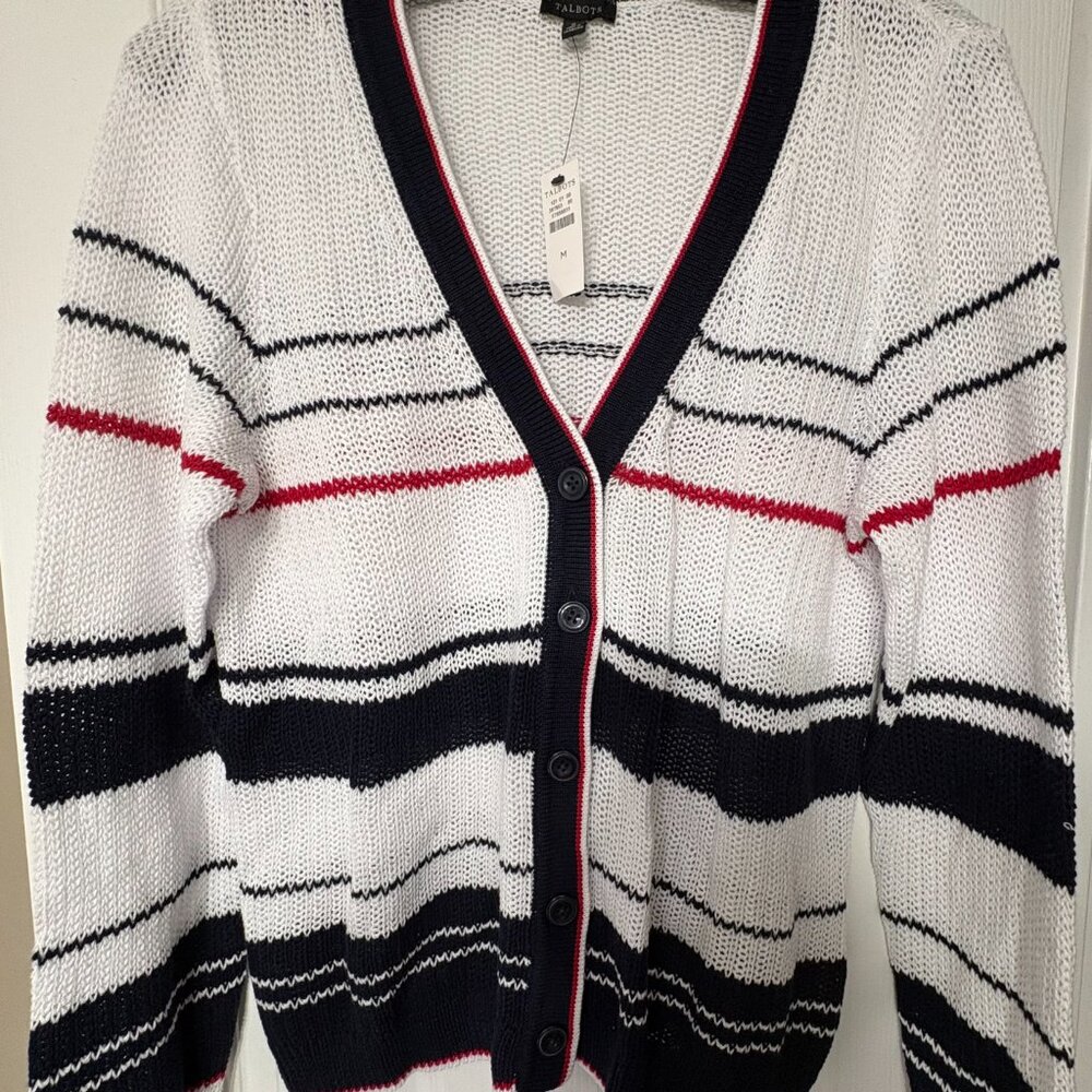 Talbots Stripe V-neck Cardigan - NWT